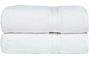 Casa Lino Extra Large Bath Towels (30x60), Set of 2, 100% Pure Cotton, Luxury Bath Towels, Lightweight & Highly Absorbent, Quick Drying Towels for Bathroom, for Daily Use Bathroom, White