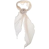 WBANGIAO Rose Flower Silk Scarf for Women - French Style Triangle Scarf - Off White