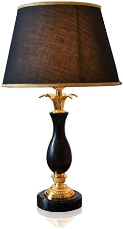 JiaJun Table Lamps Fashion Natural Marble Table Lamp, Hand-carved, Pure Copper Fittings, Bedroom Living Room Handmade Fabric Shade Table Lamp A+