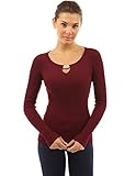 PattyBoutik Women's Keyhole Long Sleeve Ribbed Sweater