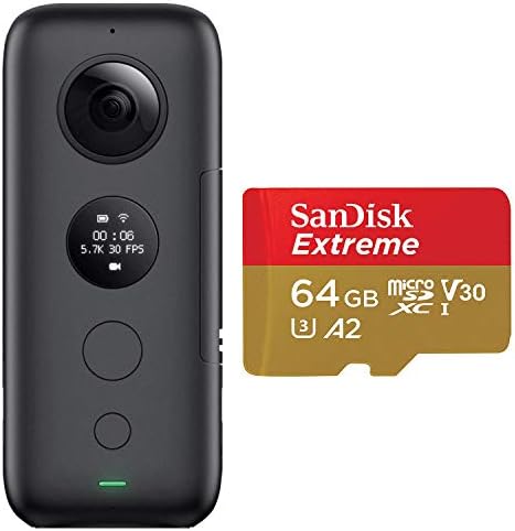 Insta360 ONE X Action Camera with Huge 64GB Extreme SD Card | 360 Panoramic Action Camera, 5.7K Video