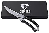 GEMERE Premium Scissors Heavy Duty Spring Loaded Stainless Steel Kitchen Poultry and Bone Shears