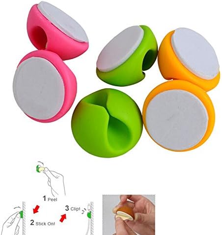 6PCSQingsun CableDrop Multi Purpose Cable Clip for Apple Device, Table Cable Management (Multicolor)