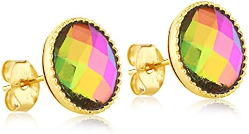 Hypoallergenic Crystal Stud Earrings -24K Gold Coated -By Clecceli