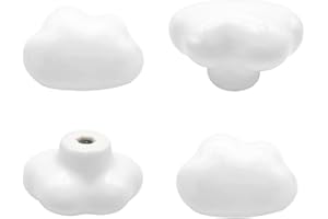 Bmgop 4PCS Ceramic Cabinet Knobs Cloud Shape Drawer Knobs White Nursery Dresser Knobs, Cute Drawer Handle Pulls for Closet Cupboard Wardrobe