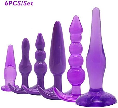 6pcs/Set Soft Medical Silicone Trainer Kit Anales Plugs Beginner Set for Couples Lover (Purple)