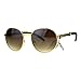 SA106 Retro Art Nouveau Vintage Style Small Metal Frame Sunglasses Round Yellow Gold
