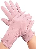 Anti Skid Touchscreen Driving Gloves UV Protection Sunblock Ladies Cotton Gloves Pink