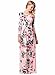 Women Silk O-Neck Long Sleeve Floral Print Long Maxi Party Beach Dress Pink S