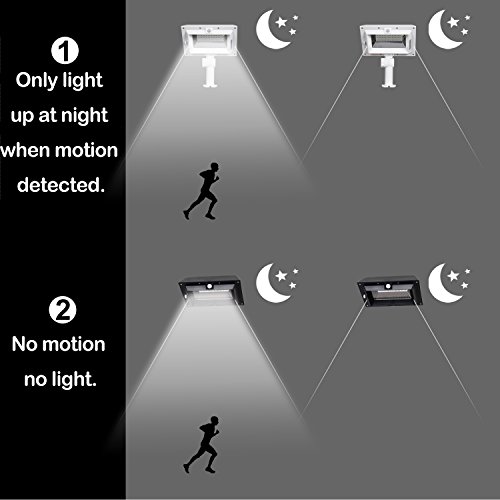 [1 Pack] T-SUN Solar Gutter Lights, 30 LED PIR Motion Sensor Solar Lights, Waterproof Powered Security Lamp for Outdoor Garden, Fence, Garage(6000K-Black) - Thumbnail 4