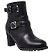 Women's Ankle Boot Black Buckle Strap Block Heel Booties Black SZ 8.5