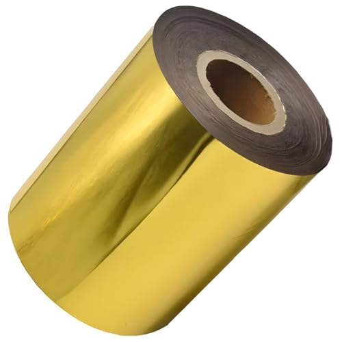 Gold Foil Transfer Rolls for Arts & Crafts, High-Gloss Gold Leaf Film for Leather, Plastic & Wood, Decorative Craft Supplies, 3.1 in × 393.7 Ft
