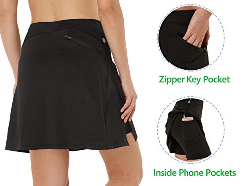 slimour Women Modest Running Skirt Travel Skirt with Pocket Swim Skirt High Waist with Shorts Black XXL