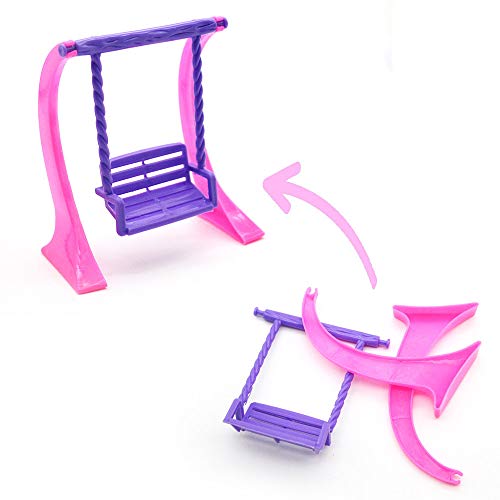 Pausseo A Set of Baby Playground Surprise Doll Accessories Children Kid Princess Toy Park House Game Big Slide Playset Gift Toy LOL Surprise Doll DIY Parent-Child Interaction Puzzle Plaything