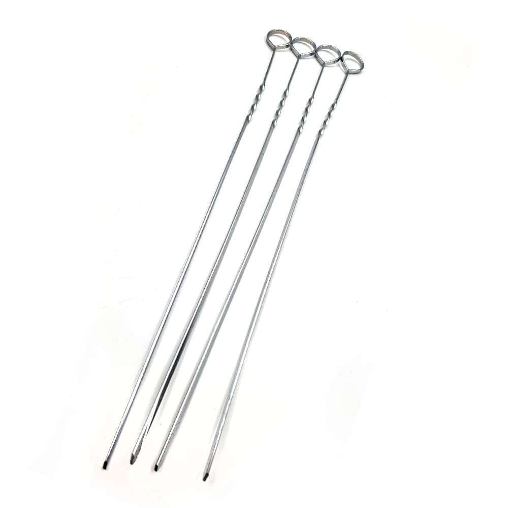 schone Set of 4 BBQ Skewers – Stainless Steel, Rustproof and Reusable – For Veggies, Shrimp, Chicken, Pork etc.