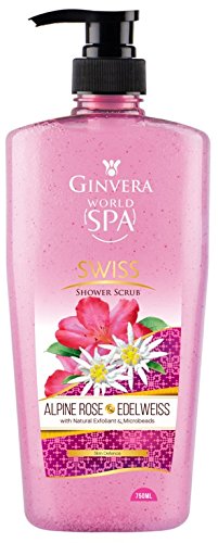Ginvera WORLD SPA SWISS Shower scrub ALPINE ROSE & EDELWEISS 750 ML Made in Malaysia