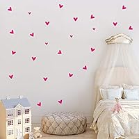 Nufelans 22PCS Love Heart Wall Stickers Decal for Kids Child Room Book Living Room Background PVC Art Murals (Hot Pink)