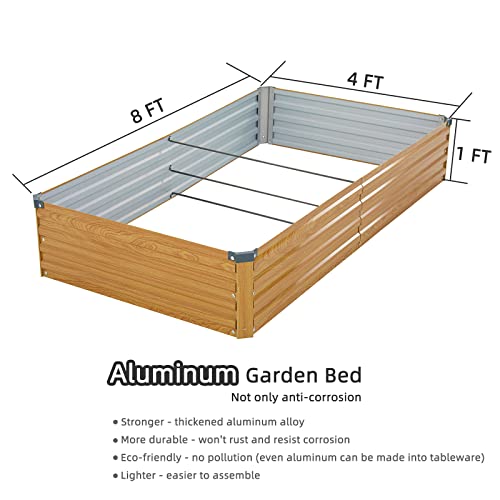 zizin Aluminum Raised Garden Bed Kit 8x4x1FT Outdoor Galvanized