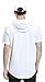 Bertte Mens Hipster Hip Hop Elong Longline Hoodie Side Zipper Short Sleeve T-Shirt, Solid Color White, Large