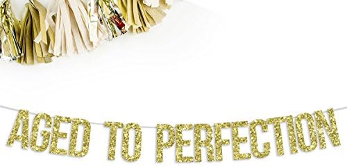 Aged To Perfection Glitter Banner | birthday party decorations sign bunting photo prop 40th 50th 60th 70th 80th 90th 100th gold