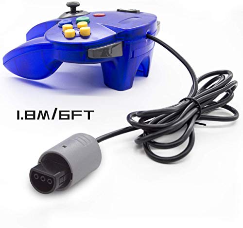 Wired Controller for Nintendo 64 N64 Console, Upgraded Joystick Classic Video Game Gamepad（Clear Green and Clear Blue,Pack of 2） - Thumbnail 4