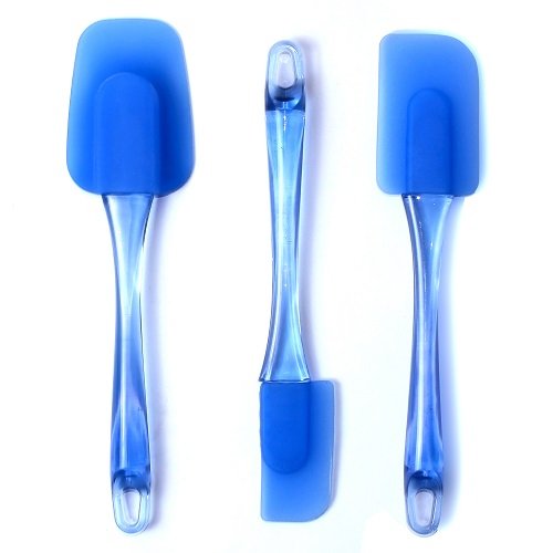 Samchef Stylish & Flexible 3-Piece Transparent Silicone Spatula Set (Blue)