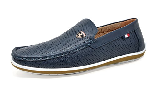 Bruno MARC MODA ITALY BUSH-02 Men's Breathable Perforated Casual Slip On Loafers Driving Moccasin Shoes NAVY SIZE 12