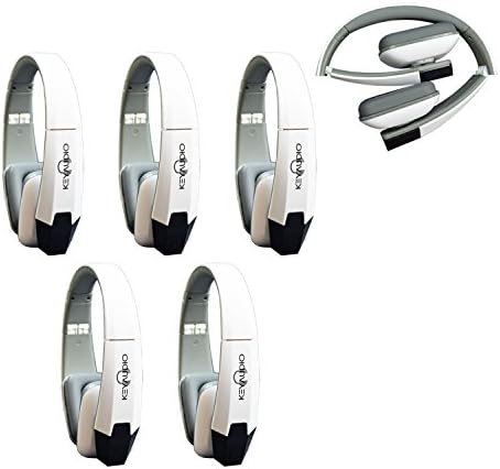Key Audio 5 White Two Channel Folding Adjustable Universal Rear Entertainment System Infrared Headphone Car TV Video Audio and Listening With Superior Sound Quality