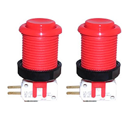 Set of 2 Red Arcade Push Buttons With Horizontal Microswitches
