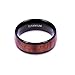 POYA 8mm Black Titanium Ring with Wood Inlay Domed Edges Comfort Fit Wedding Engagement Band