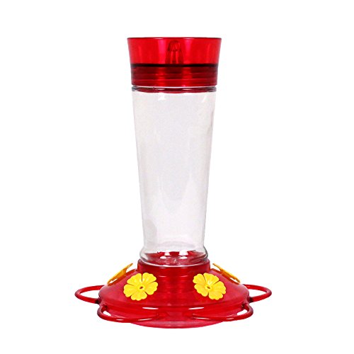 More Birds Hummingbird Feeder, Glass Bird Feeders, Red, 5 Feeding Stations, 10-Ounce Nectar Capacity, Ruby