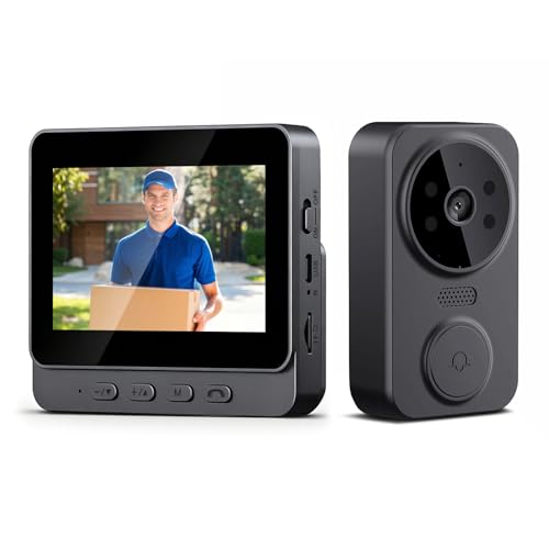 Campainha Sem Fio com Camera, Intercom de Áudio e Visão Noturna, Tela IPS 4.3”, Ângulo de 120°, Vídeo Porteiro Bidirecional Residencial Interno E Externo (M12)