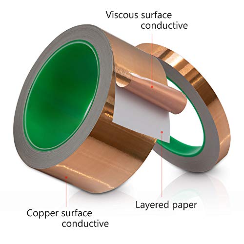 Copper Foil Tape with Conductive Adhesive, for EMI Shielding, Guitar, Soldering, Electrical Repairs, Paper Circuits, Crafts, Grounding - Thumbnail 2