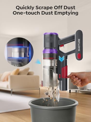 SMOTURE Cordless Vacuum Cleaner, Upgraded 650W 55KPA 70Min Vacuum Cleaner for Home, Pet Brush&3.3Ft Hose, Self-Stand, Auto Mode,Touchscreen, Anti-Tangle Vacuum, Stick Vacuum for Pet Hair/Carpet/Floor