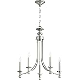 Quorum 6022-5-65 Transitional Five Light Chandelier from Rossington Collection in Pewter, Nickel, Silver Finish,