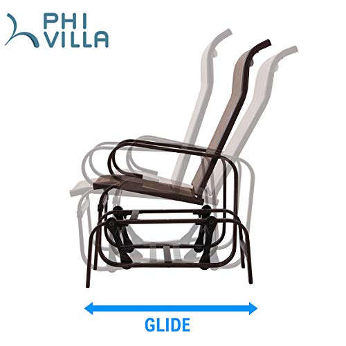 image for PHI VILLA Swing Glider Chair Patio Rocking Chair Garden Furniture, Tex