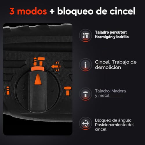 Dnipro-M SDS-Plus 880W Drill Hammer with Quick Change Chuck 2-13 mm, 3 Working Modes, 2.8J, 4850 ipm, 1150 rpm, Drilling up to 26 mm in Concrete, Case RH-100Q