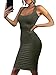 BEAGIMEG Women's Sexy Bodycon Sleeveless Basic Solid Casual Tank Club Midi Dress Olive