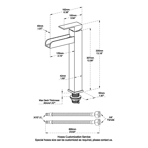 Lexdale Waterfall Bathroom Sink Vessel Faucet Oil-Rubbed Bronze Single ...