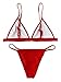 SweatyRocks Women's Sexy Bathing Suits Solid Thong Adjustable Strap Triangle Bikini Set Red S