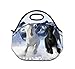 Travel Outdoor Cooler Thermal Waterproof Lunch Bag Picnic Tote Box Container Insulated Zip Out Carry Handle Tote Lunch Bag - Black and White Horse D-19312