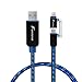 Foxnovo Updated LED Lightning Cable 2-in-1 Flowing EL Light USB Cable 3.3ft/1M Fast Charger Cord for iPhone and Android Phones Tablets - Black