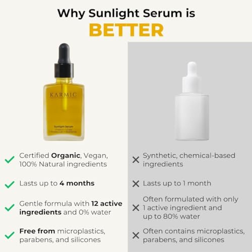 Karmic Skin Brightening Vitamin C Face Serum: With Saffron & Vit. E | Hydrate & Reveal Bright Glowing Skin | Correct Dark Spots | Treat Hyperpigmentation | Organic Facial Oil Skin Care | Women & Men
