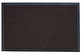Alpine Neighbor Door Mat | Washable Indoor/Outdoor Low Profile Doormat with Fleur-de-lis Door Inspired Design Entrance Rug Home Front Entry Garage Outside Patio Inside Floor Non-Slip Rubber (Brown)
