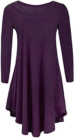 BAIJIE Women's Long Sleeve Tunic Swimg Casual Loose T Shirt Short Solid Color Dress