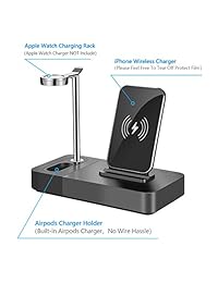 Soporte de carga inalámbrico 3 en 1 de aluminio para relojes con certificado UL 2 A adaptador compatible con iPhone X XS Max 8Plus Samsung Galaxy S9 Plus, compatible con Apple Watch Airpods