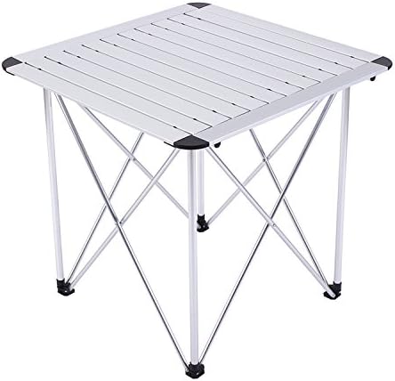 Camp Solutions Aluminum Outdoor Folding Camping Table, 27.6"x27.6"x27.6", 4 people, Compact and Easy Transport for Camping, Outdoor, Picnic, Vacation