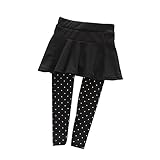 Weixinbuy Kid Baby Girl Wool Polka Dot Culotte Legging Trousers Pantskirt (6-7 Years, black)
