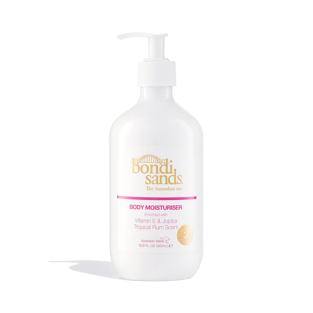 Bondi Sands Tropical Rum Body Moisturiser | pH Balanced Formula Helps Prolong Your Tan and Nourishes + Hydrates Skin with Vitamin E and Jojoba, Self Tan Friendly, Vegan + Cruelty Free | 500 mL/17 Oz
