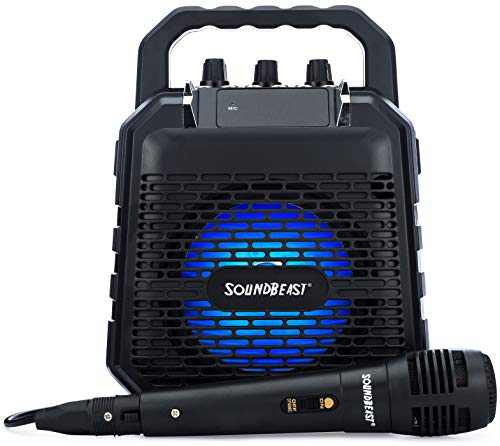 SoundBeast Firebird Karaoke Machine & Portable PA Speaker System For Kids & Adults - With Lights, Microphone, Bluetooth (Black)